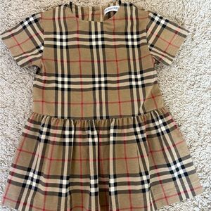 Burberry Kids Beige and Red Checkered Dress